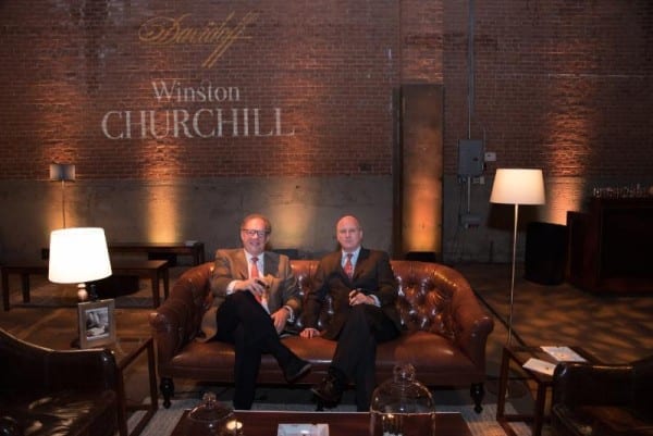 Davidoff Winston Churchill Event New York, CEO Hans-Kristian Hoejsgaard and Randolph Churchill, Photo credit: Sandra Hamburg (PRNewsFoto/Davidoff Cigars)