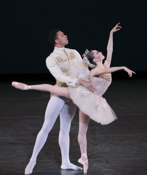 Clara Ruf-Maldonado and Dammiel Cruz The Sleeping Beauty (Wedding Pas de Deux) School of American Ballet Workshop Choreography Peter Martins after Marius Petipa Credit Photo: Paul Kolnik studio@paulkolnik.com nyc 212-362-7778