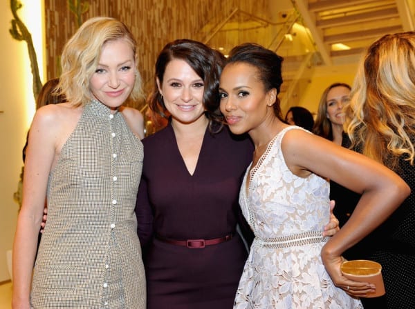 BEVERLY HILLS, CA - NOVEMBER 14: (L-R) Actresses Portia de Rossi, Katie Lowes, wearing MaxMara, and Kerry Washington attend 'MaxMara & Allure Celebrate ABC's #TGIT' at MaxMara on November 14, 2015 in Beverly Hills, California. (Photo by Donato Sardella/Getty Images for Max Mara)