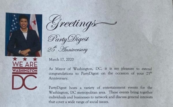 Congratulations from the mayor of DC